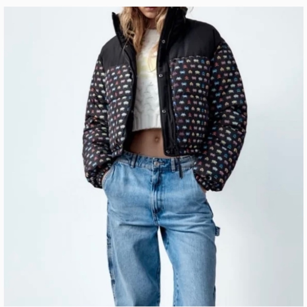 NWT Space Invader x Zara Reversible Puffer